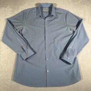 Mizzen Main Shirt Men Size XXL Plaid Blue Trim Fit Long Sleeve Made in USA